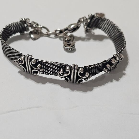 Brighton Vintage Self Love‎ & Respect Silver Mesh Bracelet Scroll Cross Black - Picture 5 of 8